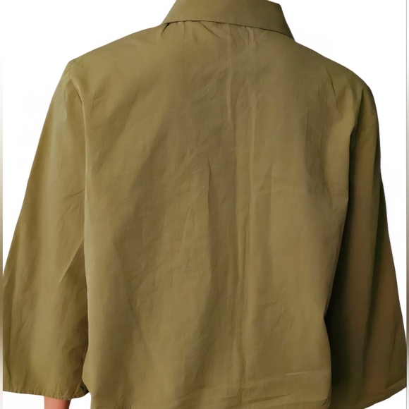Zara Green Boxy Button Down Shirt with Notched Collar - Picture 5 of 8